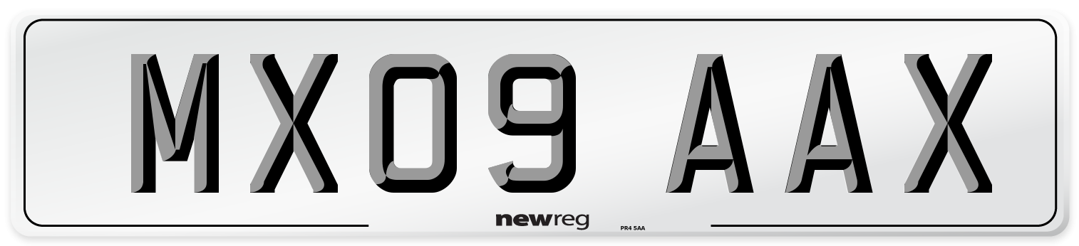 MX09 AAX Number Plate from New Reg